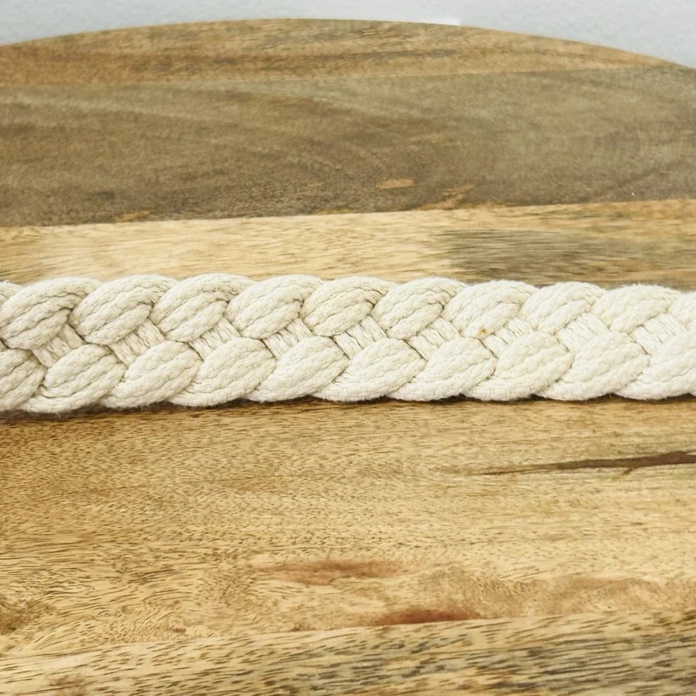 ABERCROMBIE & FITCH Men's White Wide Woven Fabric D-Ring Belt Size 31